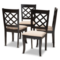 Baxton Studio RH330C-Sand/Dark Brown-DC Verner Modern and Contemporary Sand Fabric Upholstered Espresso Brown Finished Wood Dining Chair Set of 4